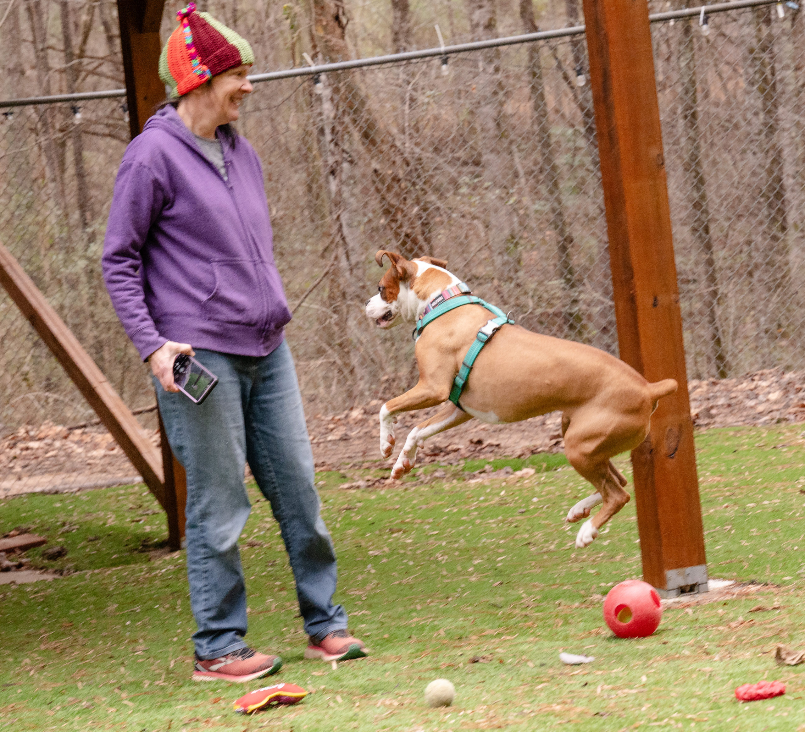 Sue Peet volunteering at Homeward Bound Pet Rescue in Blue Ridge, GA